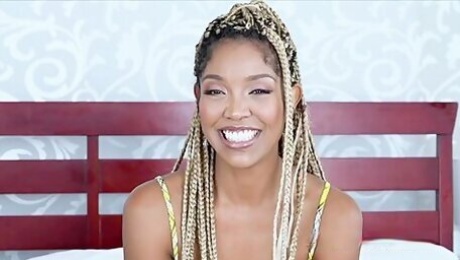 Ebony With Blonde Locs On Casting Cock