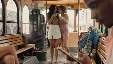The Fucking Public Bus Threesome Video With Kira Perez, Damion Dayski, Ameena Green