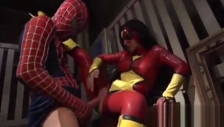 SPIDERWOMAN JENNA PRESLEY GETS RAMMED BY SPIDERMAN