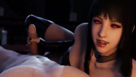 Succubus Nyotengu Jerking A Hard Cock Off