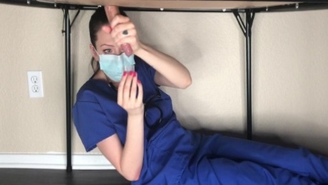 Milking Table-Nurse Mandy Collects Pre Cum Semen Sample For Covid19