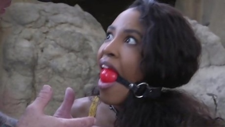 Man finds ebony in woods for bdsm mating