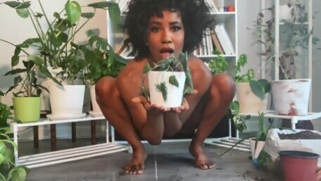 Video  Sensual ebony with small tits Demi Sutra stimulates her sweat hole