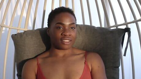 Gorgeous young ebony Halila Queen takes her massive dildo